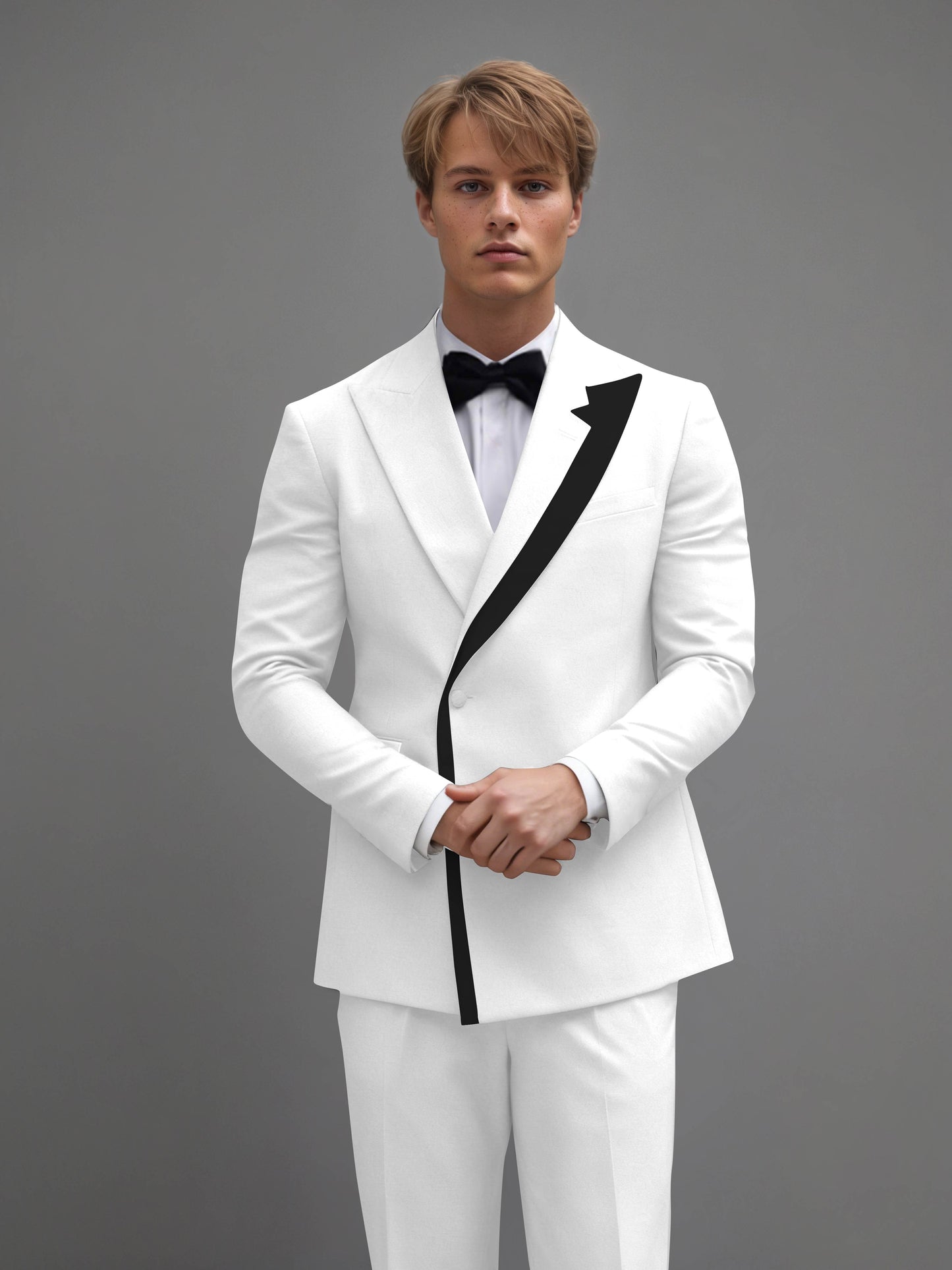 Modern Wrap Peak Lapel Men's 2 Pieces Suit with Decorative Trim for Grand Celebrations