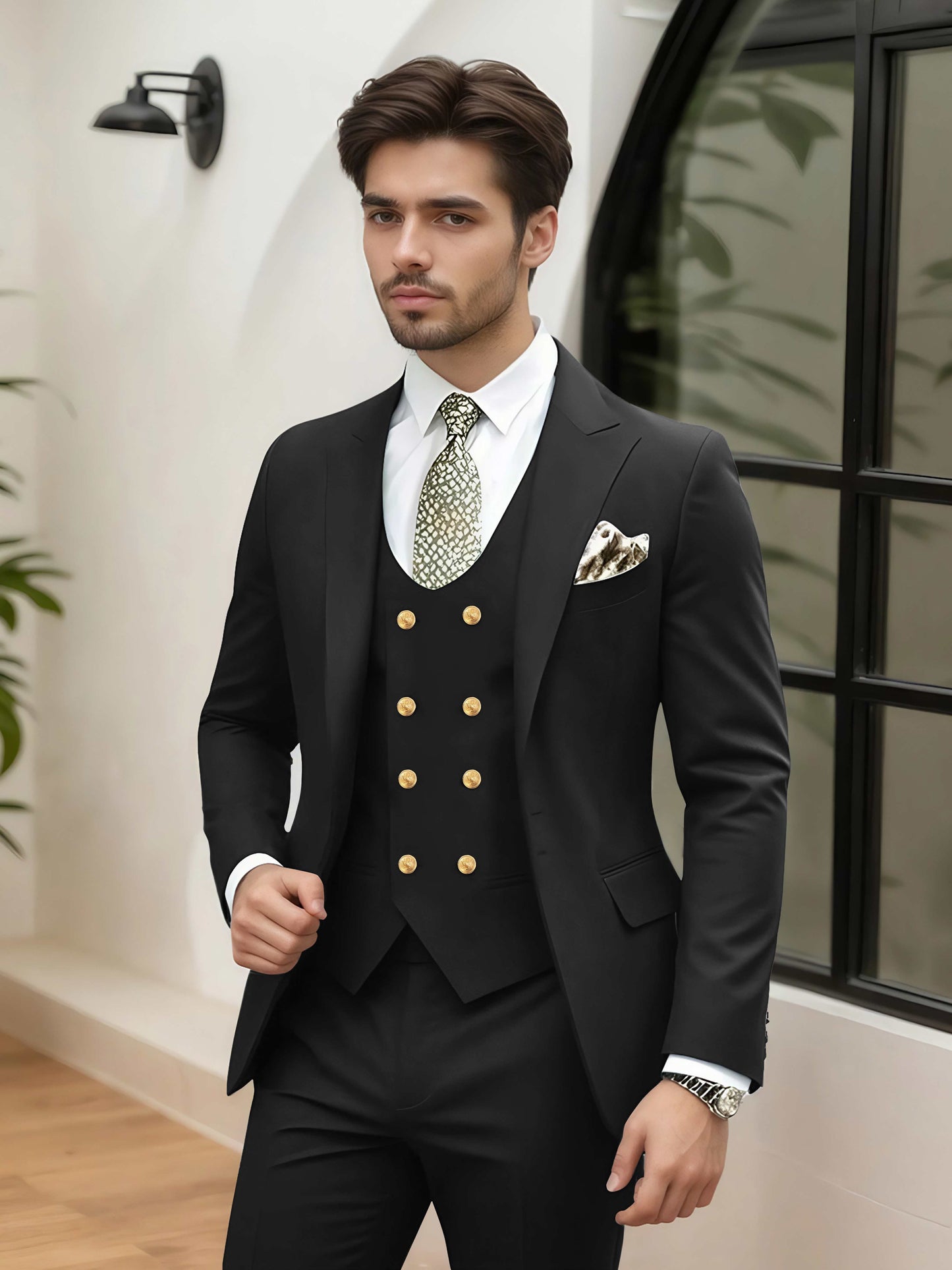 Refined 3 Pieces Men's Evening Suit Tailored Fit One Button Peak Lapel Designer Style