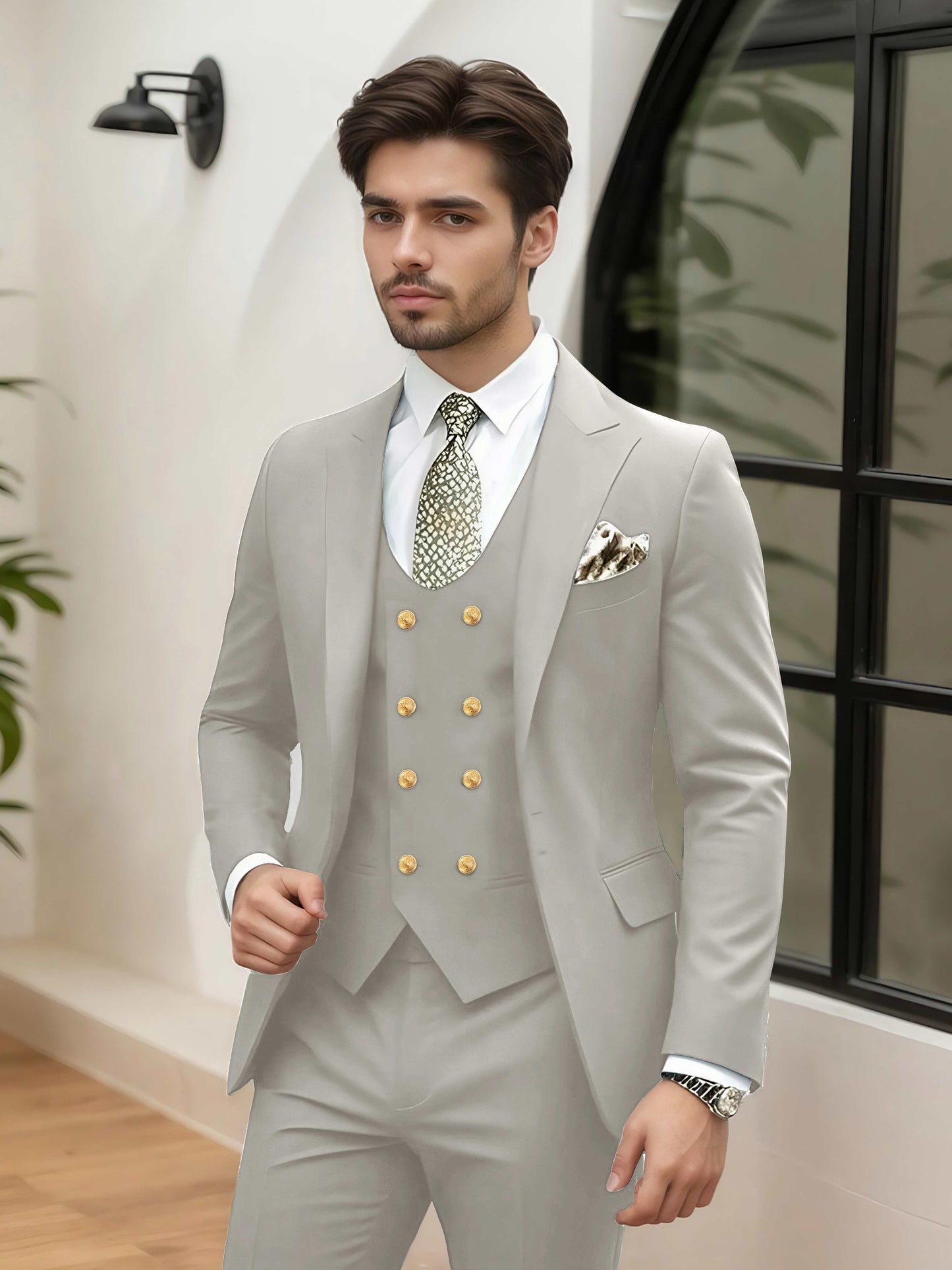 Refined 3 Pieces Men's Evening Suit Tailored Fit One Button Peak Lapel Designer Style