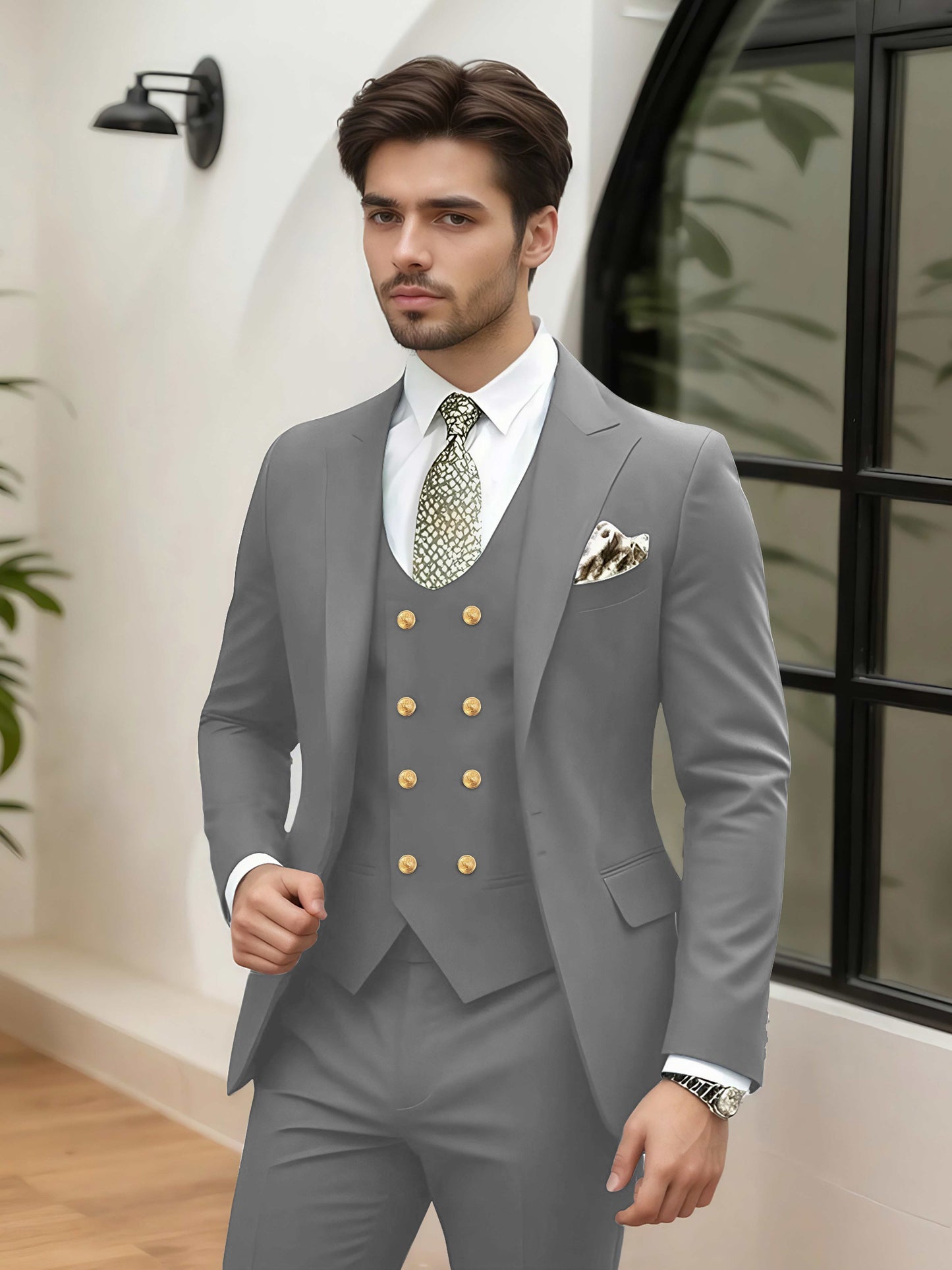 Refined 3 Pieces Men's Evening Suit Tailored Fit One Button Peak Lapel Designer Style