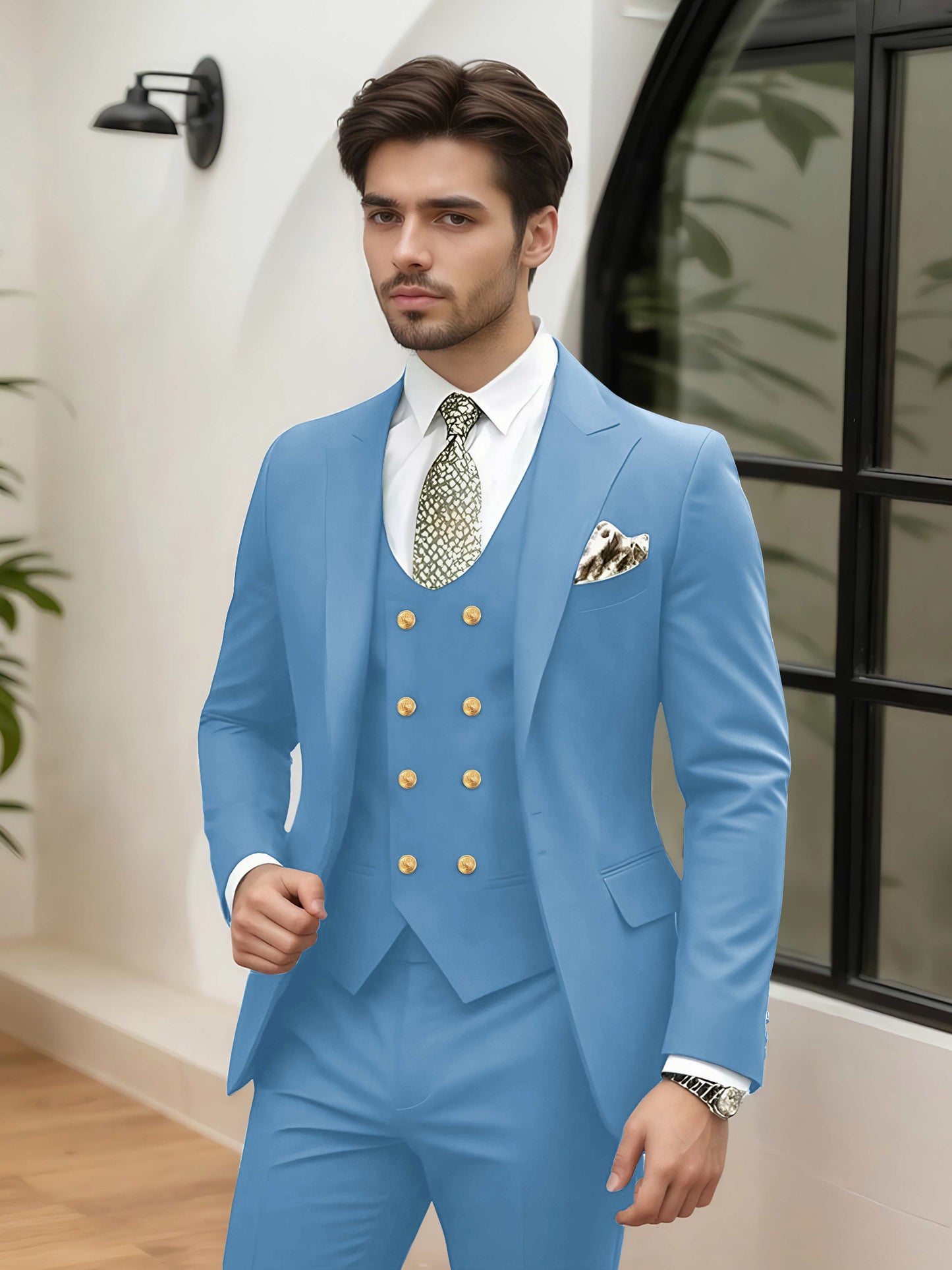 Refined 3 Pieces Men's Evening Suit Tailored Fit One Button Peak Lapel Designer Style