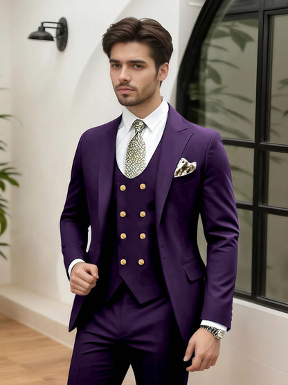 Refined 3 Pieces Men's Evening Suit Tailored Fit One Button Peak Lapel Designer Style