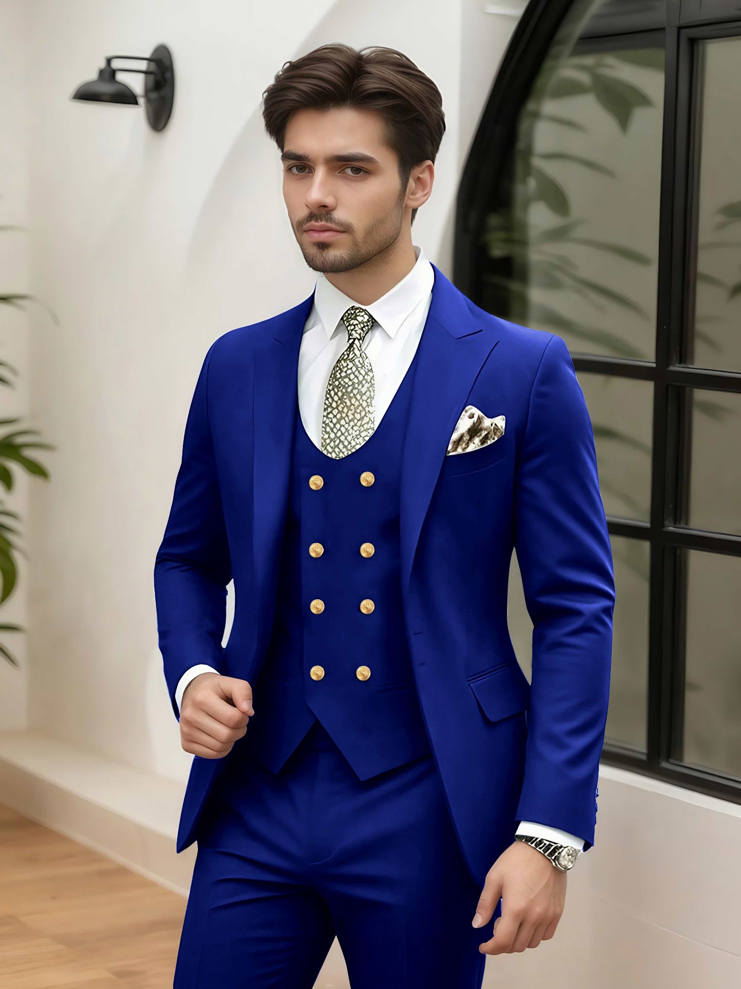Refined 3 Pieces Men's Evening Suit Tailored Fit One Button Peak Lapel Designer Style