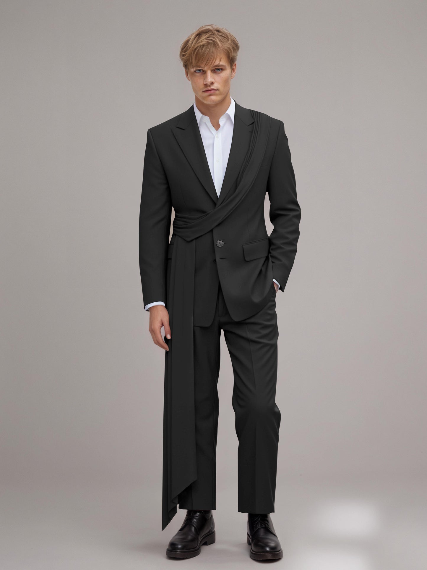 Refined Peak Lapel Men's 2 Pieces Suit with Decorative Trim for Gala & Evening Events