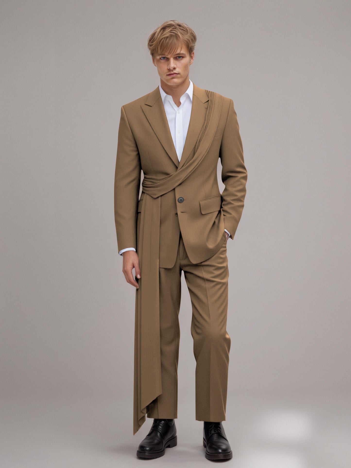 Refined Peak Lapel Men's 2 Pieces Suit with Decorative Trim for Gala & Evening Events