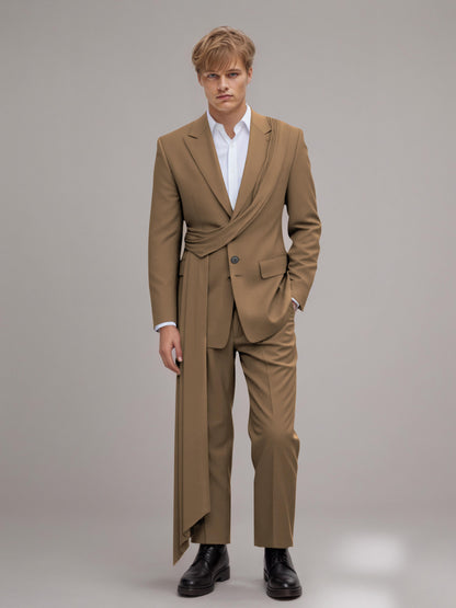 Refined Peak Lapel Men's 2 Pieces Suit with Decorative Trim for Gala & Evening Events