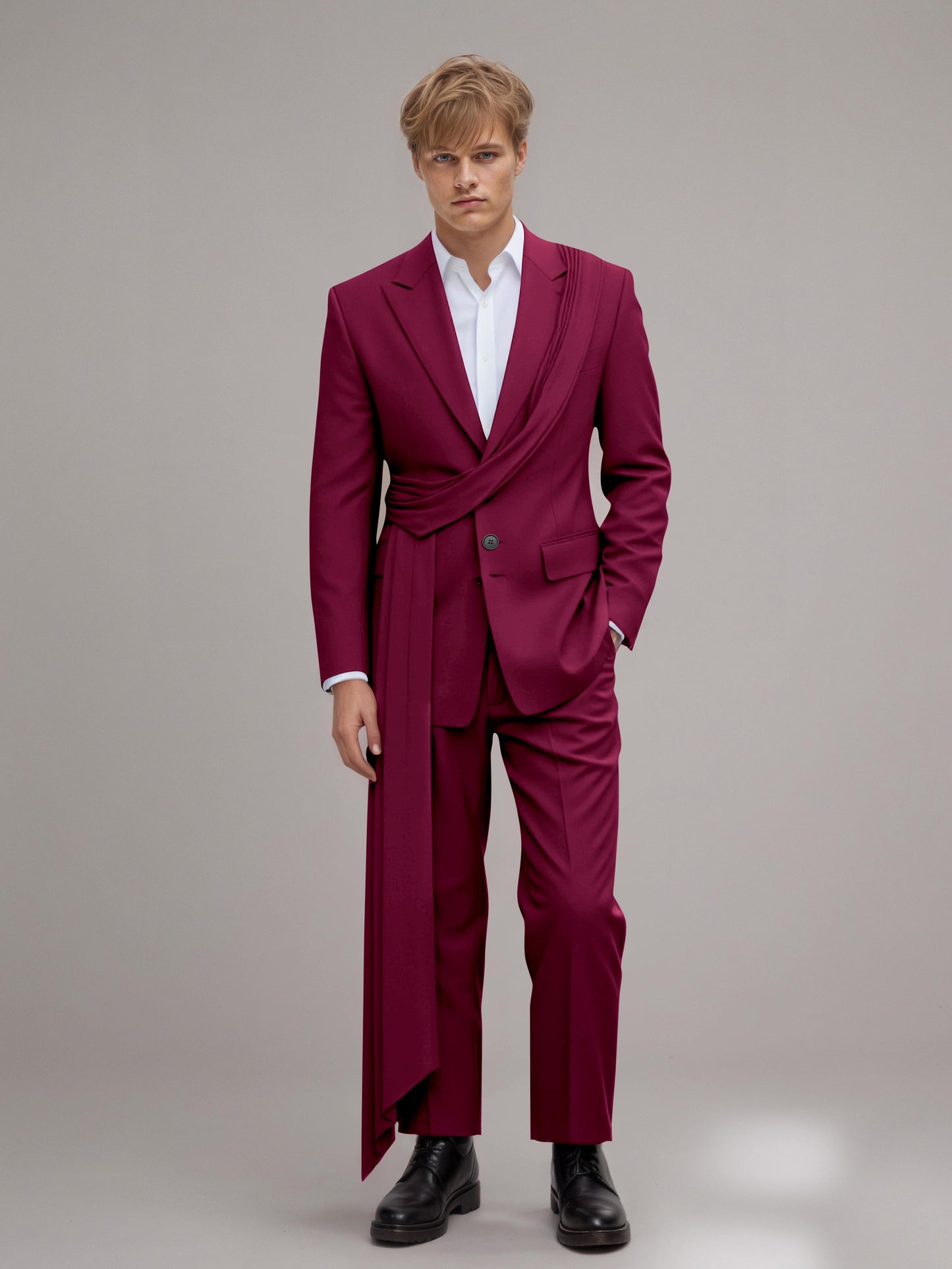 Refined Peak Lapel Men's 2 Pieces Suit with Decorative Trim for Gala & Evening Events