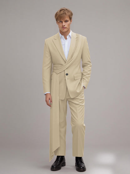 Refined Peak Lapel Men's 2 Pieces Suit with Decorative Trim for Gala & Evening Events