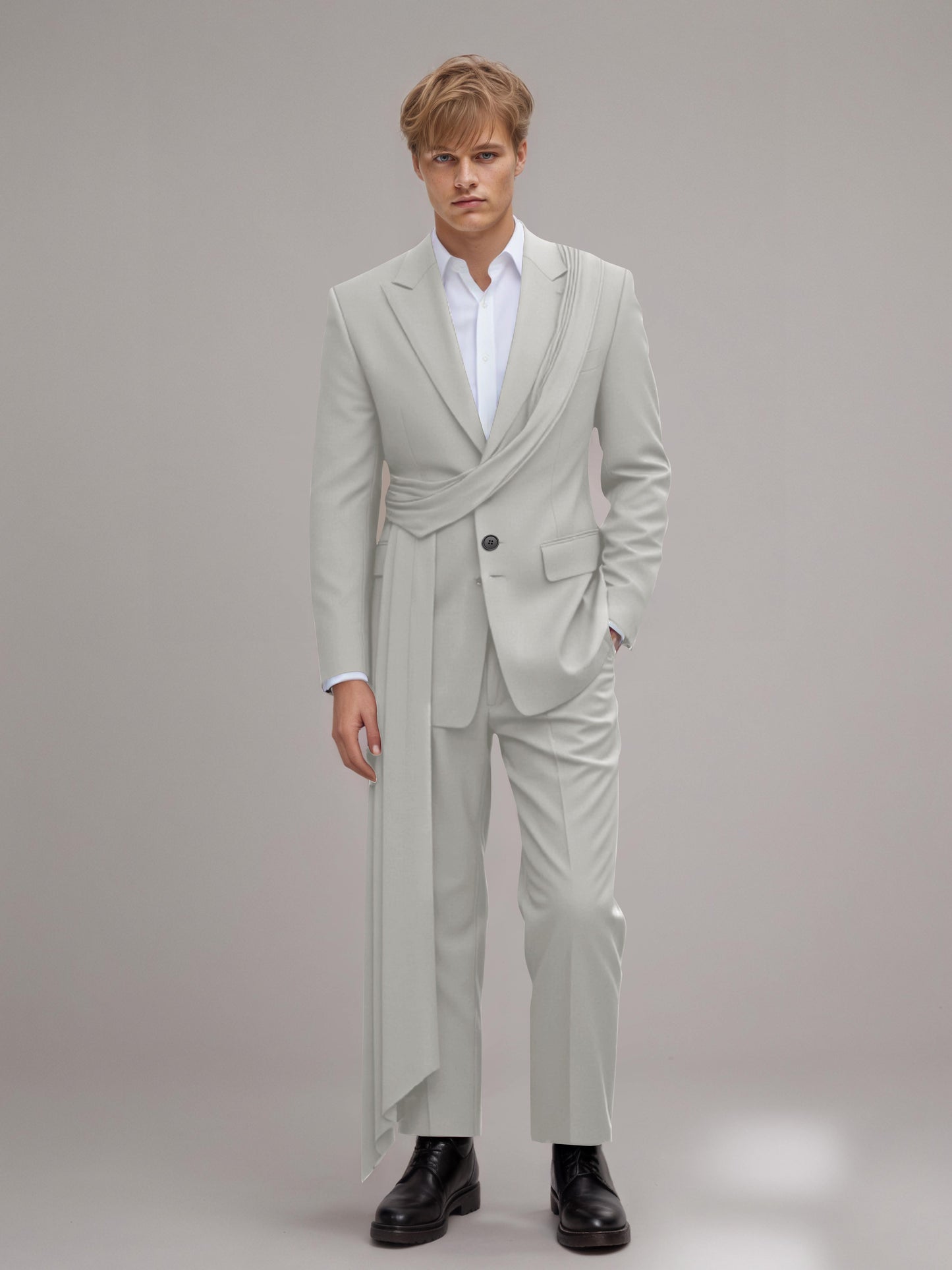 Refined Peak Lapel Men's 2 Pieces Suit with Decorative Trim for Gala & Evening Events