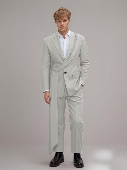 Refined Peak Lapel Men's 2 Pieces Suit with Decorative Trim for Gala & Evening Events