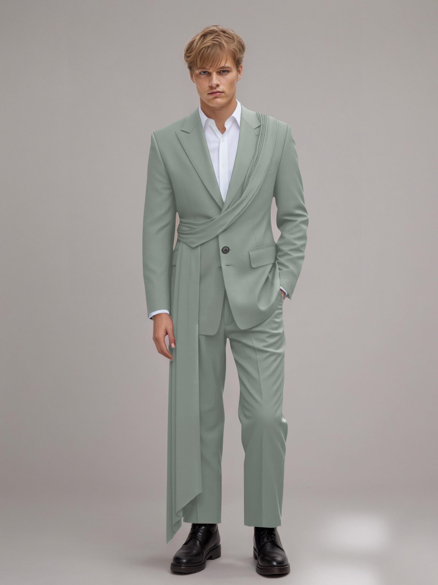 Refined Peak Lapel Men's 2 Pieces Suit with Decorative Trim for Gala & Evening Events