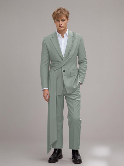 Refined Peak Lapel Men's 2 Pieces Suit with Decorative Trim for Gala & Evening Events