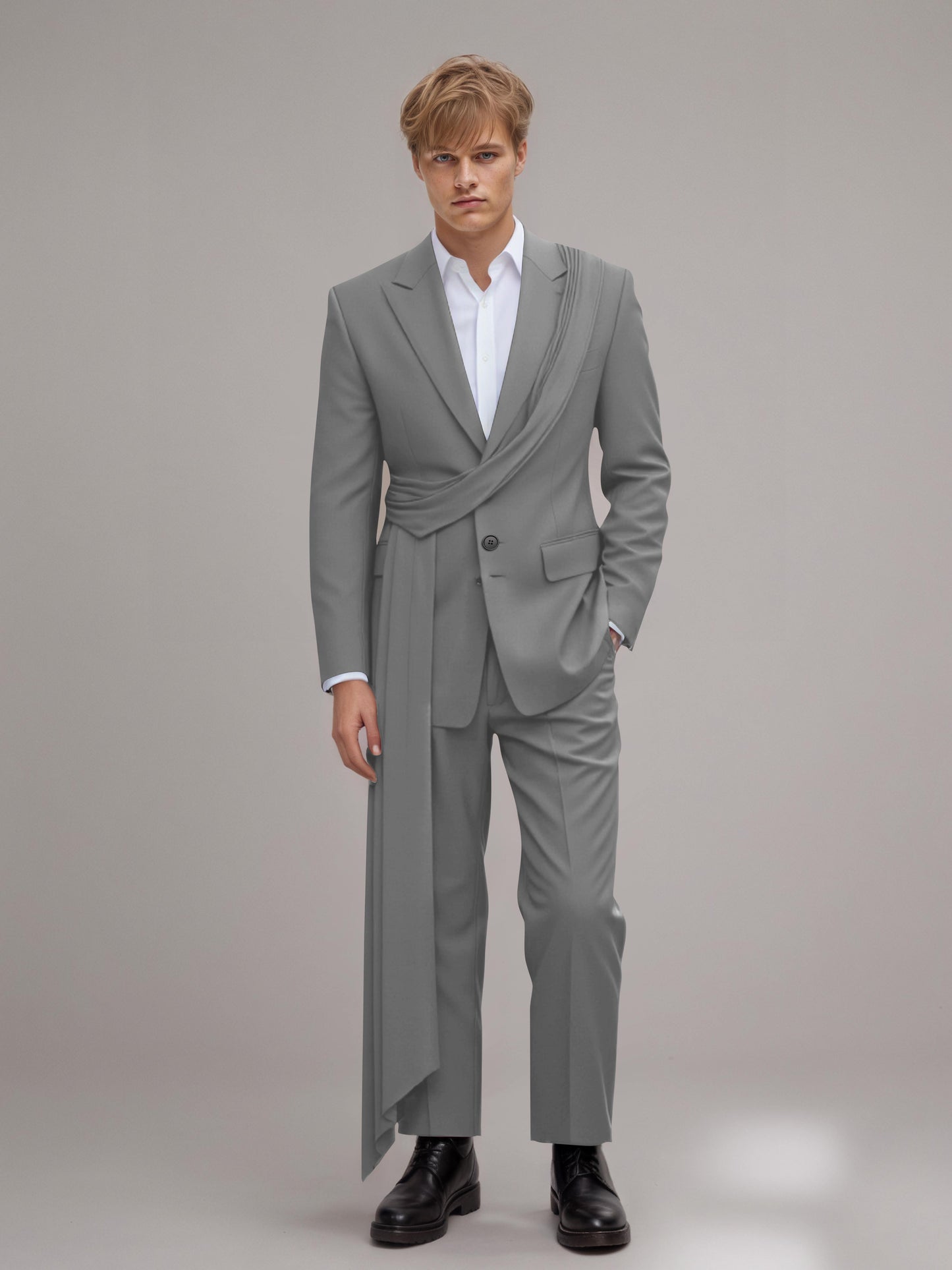 Refined Peak Lapel Men's 2 Pieces Suit with Decorative Trim for Gala & Evening Events