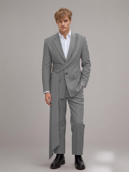 Refined Peak Lapel Men's 2 Pieces Suit with Decorative Trim for Gala & Evening Events