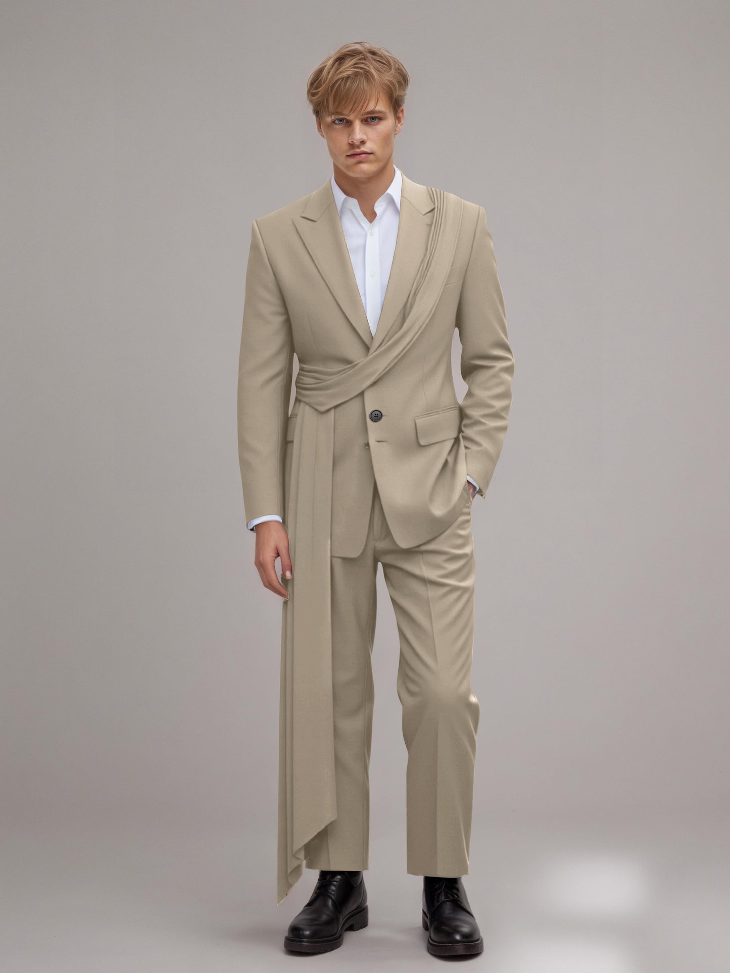 Refined Peak Lapel Men's 2 Pieces Suit with Decorative Trim for Gala & Evening Events