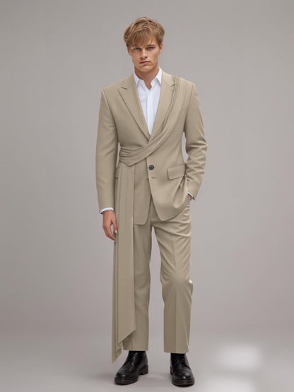 Refined Peak Lapel Men's 2 Pieces Suit with Decorative Trim for Gala & Evening Events