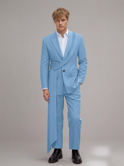 Refined Peak Lapel Men's 2 Pieces Suit with Decorative Trim for Gala & Evening Events