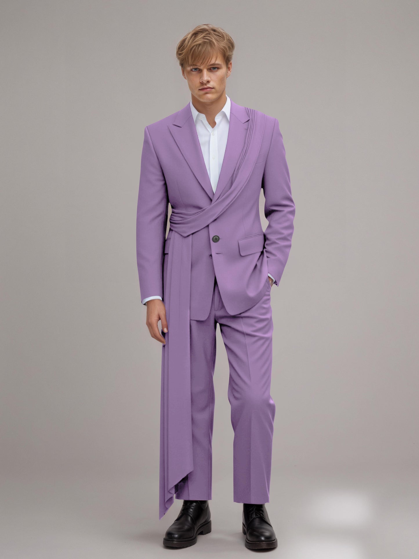 Refined Peak Lapel Men's 2 Pieces Suit with Decorative Trim for Gala & Evening Events