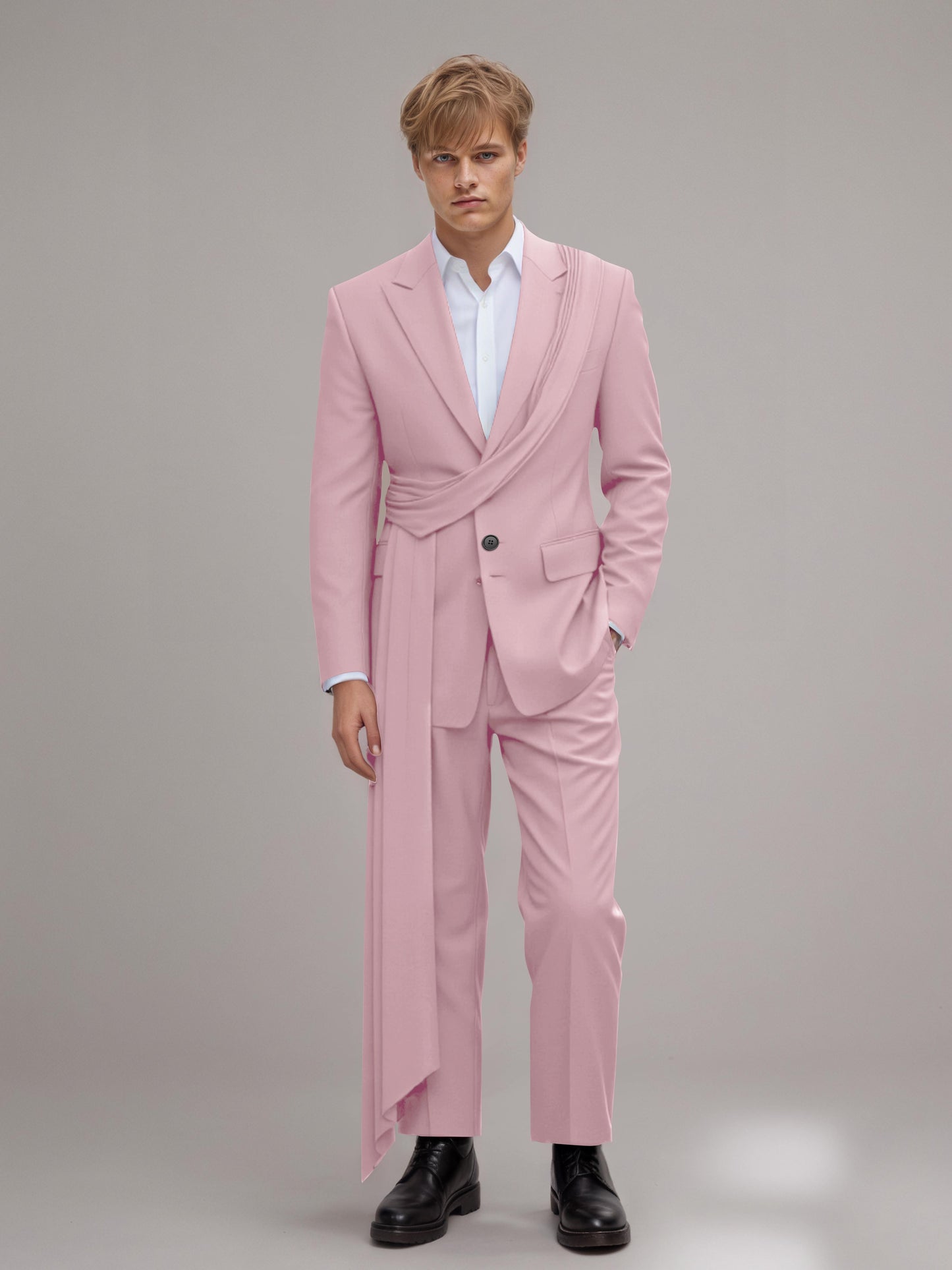 Refined Peak Lapel Men's 2 Pieces Suit with Decorative Trim for Gala & Evening Events