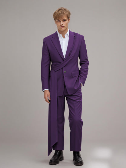 Refined Peak Lapel Men's 2 Pieces Suit with Decorative Trim for Gala & Evening Events