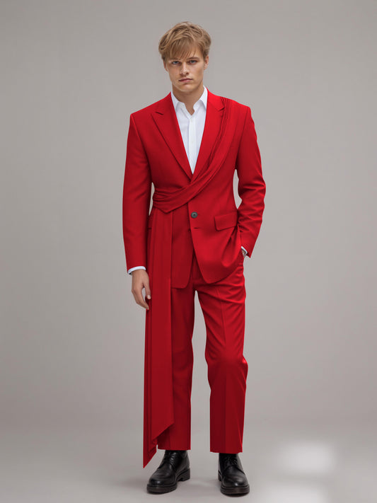 Refined Peak Lapel Men's 2 Pieces Suit with Decorative Trim for Gala & Evening Events