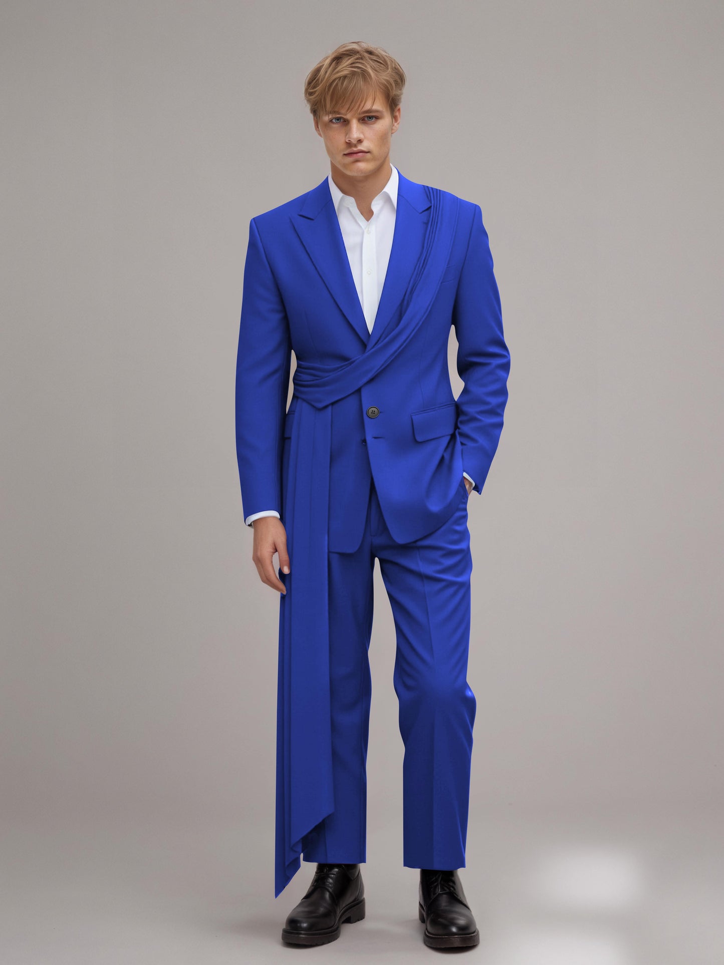 Refined Peak Lapel Men's 2 Pieces Suit with Decorative Trim for Gala & Evening Events