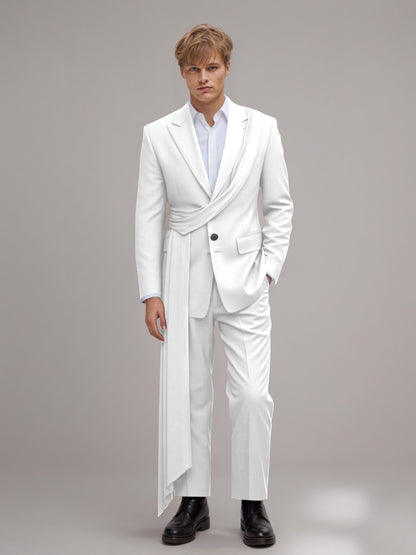 Refined Peak Lapel Men's 2 Pieces Suit with Decorative Trim for Gala & Evening Events